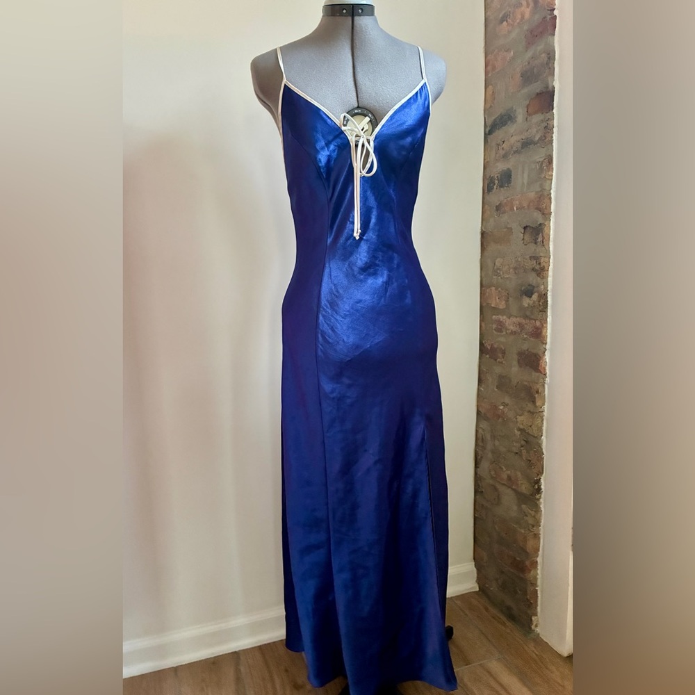 VTG Victoria's Secret Blue Satin Slip Dress/Chemise size XS